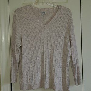 Beige Flecked Croft & Barrow V-neck Pullover Sweater